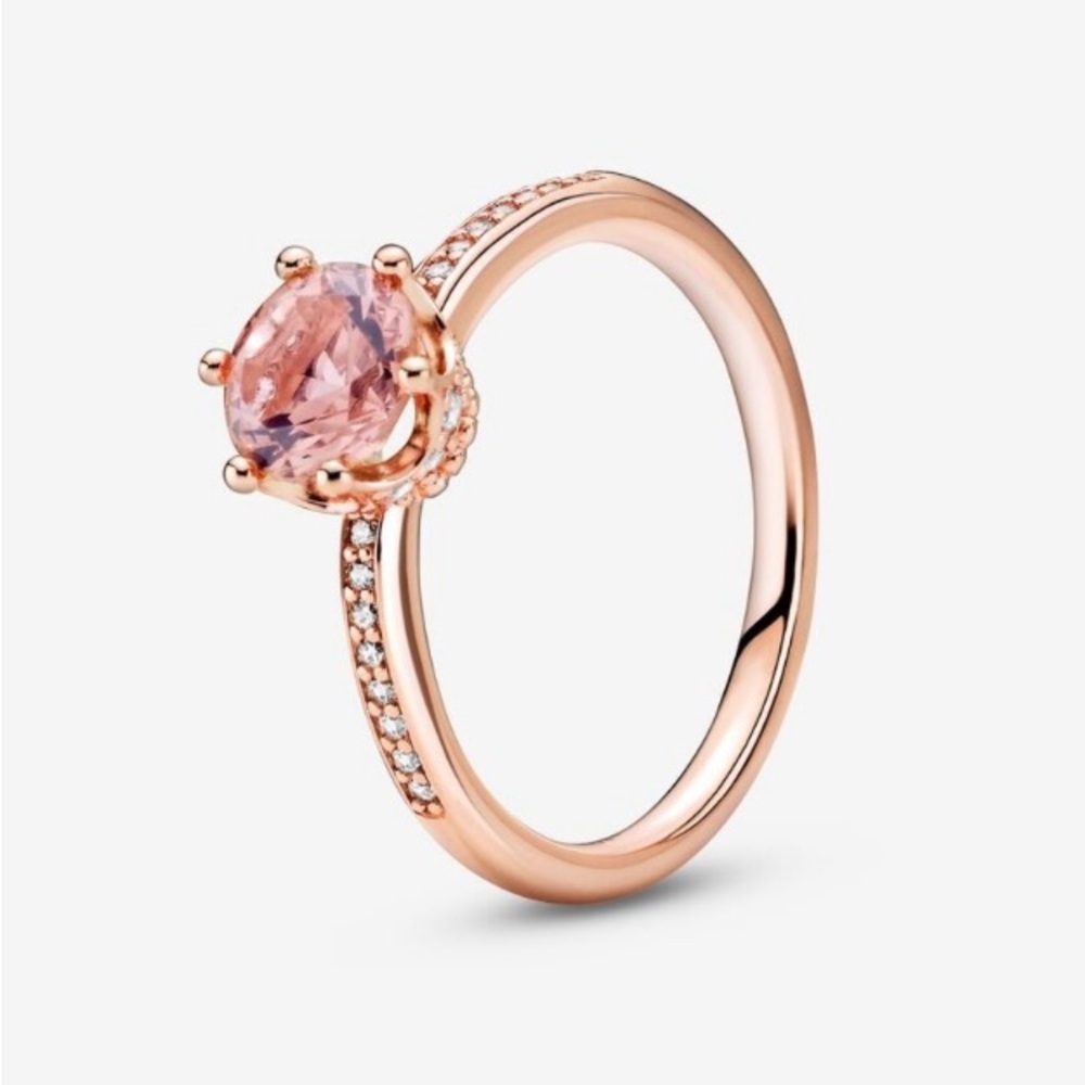 Pandora pink sparkling crown solitaire ring size 9